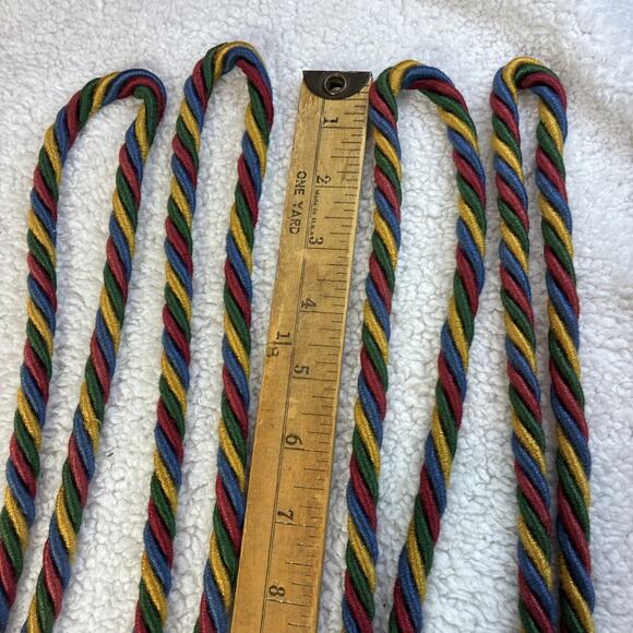 Pair Large Drapery Curtain Tie Backs Tassels red/green/gold Fringe 24” Elegant - Picture 4 of 5